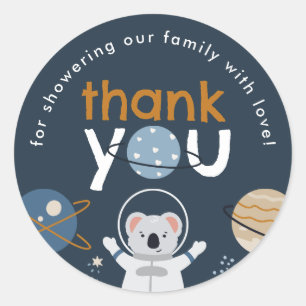Outer Space Baby Shower Round Favour Stickers