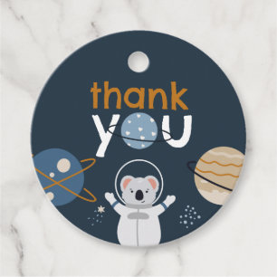 Outer Space Baby Shower Round Favour Tags