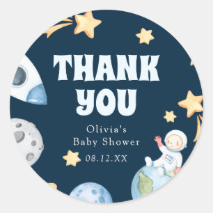 Outer Space Baby Shower Round Sticker