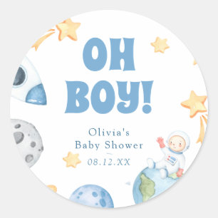 Outer Space Baby Shower Round Sticker