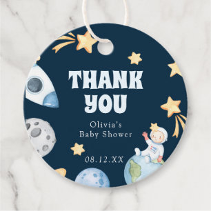 Outer Space Baby Shower Round Sticker Favour Tags