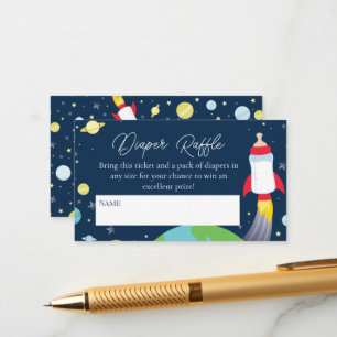 Outer Space Baby Shower Spaceship Diaper Raffle Enclosure Card