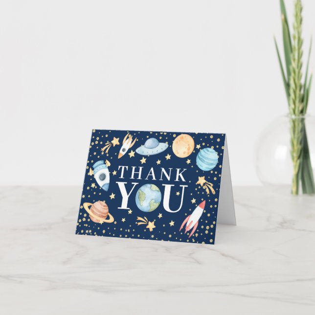 Outer Space Baby Shower Thank You Note (Front)