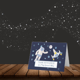 Outer Space Baby Shower Thank You   White Card