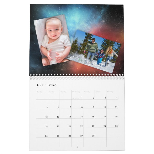 Outer Space Backgrounds Celestial Custom Photo Calendar (Apr 2026)