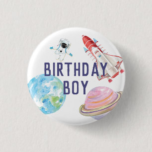 Outer Space Birthday Button