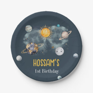 Outer Space Birthday Galaxy Sun Moon Stars Planets Paper Plate