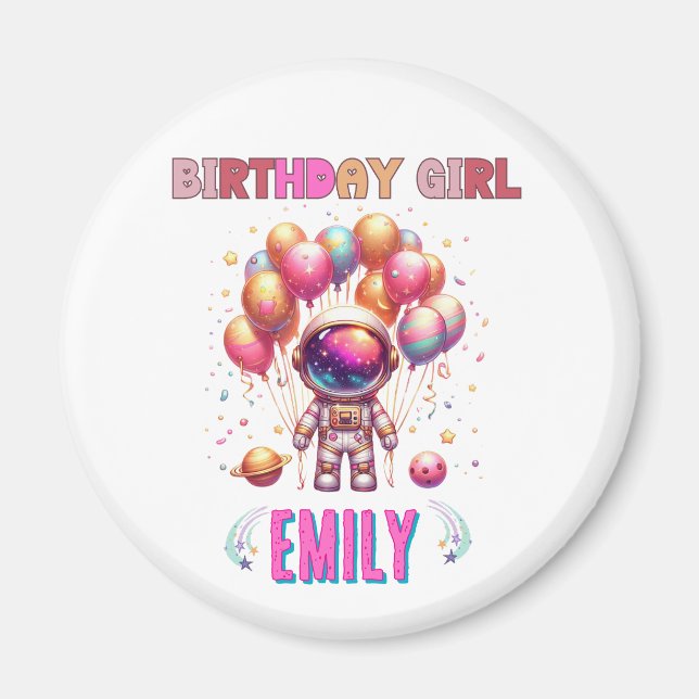 Outer Space Birthday Girl Flight Crew Magnet (Front)