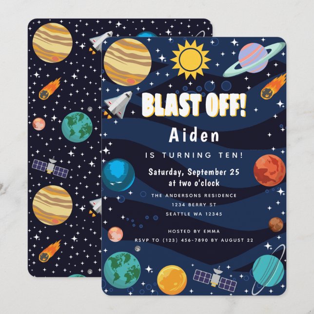 Outer Space Birthday Invitation (Front/Back)