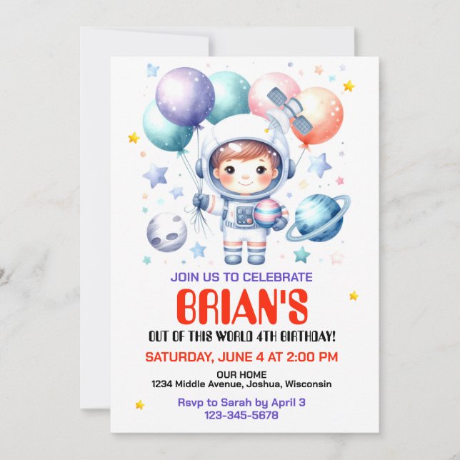 Outer Space Birthday Invitation (Front)