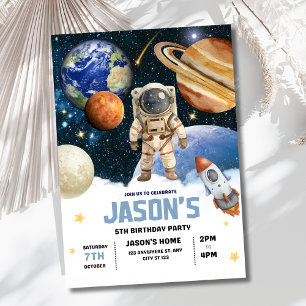 Outer Space Birthday Invitation, Astronaut Galaxy