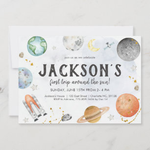 Outer Space Birthday Invitation, Planets Galaxy In Invitation