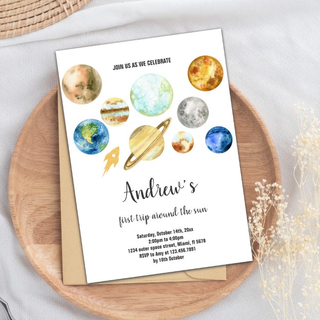 Outer Space Birthday Invitation, Planets Invite (Planets Galaxy Birthday Invitations)