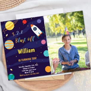 Outer Space Birthday Invitation with Photo