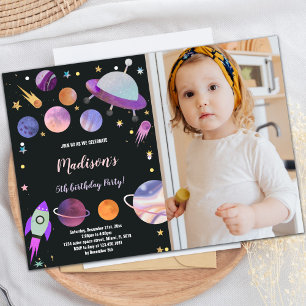 Outer Space Birthday Invitations with photo