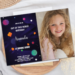 Outer Space Birthday Invitations with photo
