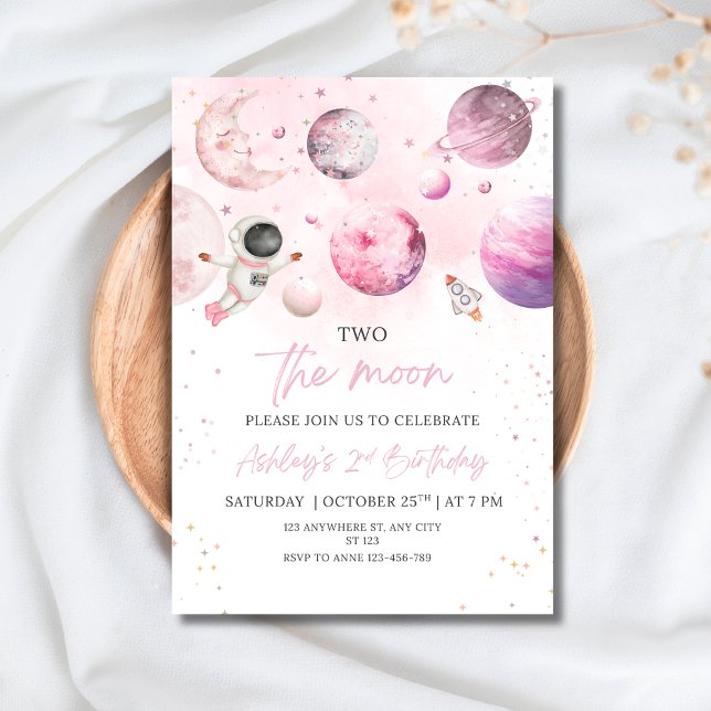 Outer Space Birthday Party Girl Astronaut Birthday Invitation (Creator Uploaded)