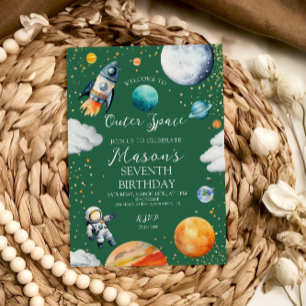 Outer Space Birthday Party Invitation for Kids