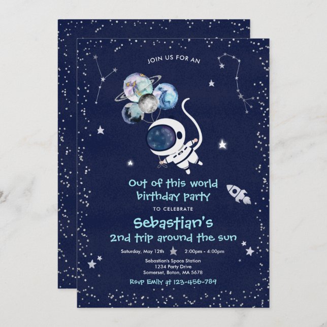 Outer Space Birthday Party Out Of This World  Invi Invitation (Front/Back)