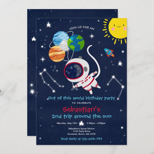 Outer Space Birthday Party Out Of This World Invitation (Front/Back)