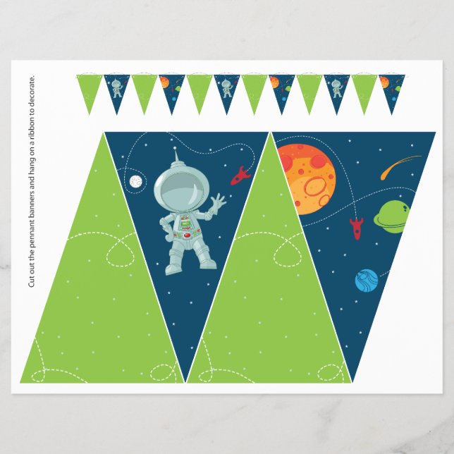 Outer Space Birthday Pennant Flag Banner Flyer (Front)