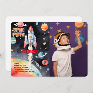Outer Space Birthday Photo Invitation