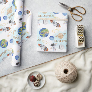 Outer Space Birthday  Wrapping Paper