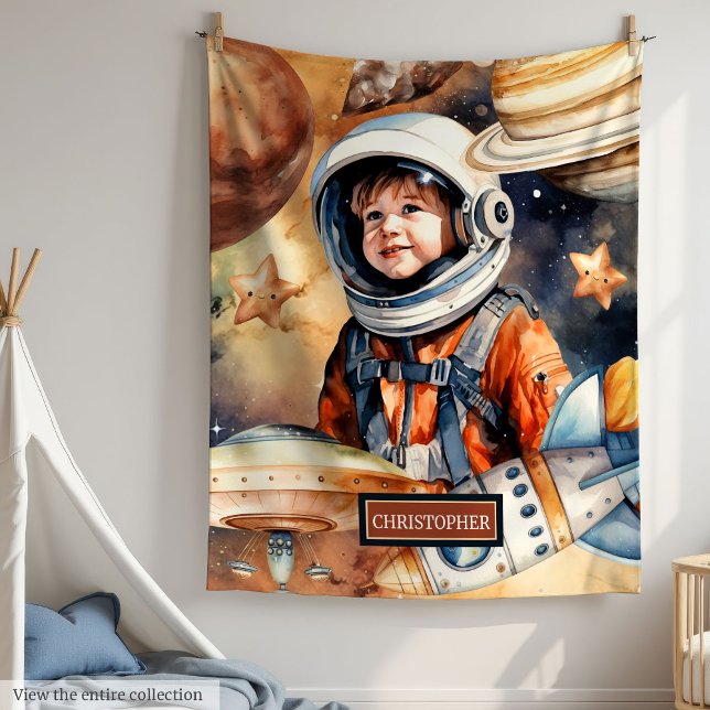 Outer Space Blanket with Name and Astronaut Design (Outer Space Blanket with Name and Astronaut Design

)