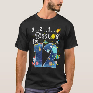 Outer Space Blast Off 12 Year Old 12th Birthday Pa T-Shirt