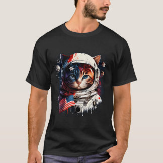 Outer Space Cat Kitty Astronaut Animal Face Galaxy T-Shirt