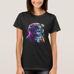 Outer Space Cat Kitty Astronaut Animal Face Galaxy T-Shirt