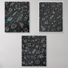 Outer Space Chalkboard Constellation Doodles Kids 
