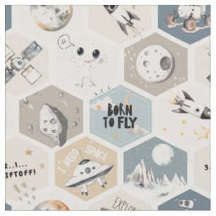 Outer space Cosmic nursery kids baby boy quilt Fabric