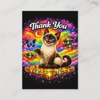 Outer Space Cosmic Rainbow Siamese Cat Thank You Enclosure Card