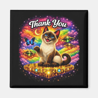 Outer Space Cosmic Rainbow Siamese Cat Thank You Magnet