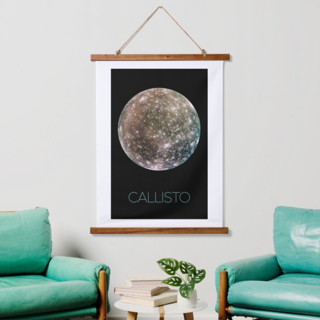 Outer Space, Cosmos, Solar System, Moon Callisto Hanging Tapestry (Living Room)