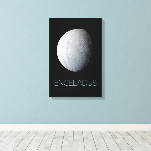 Outer Space, Cosmos, Solar System, Moon Enceladus Canvas Print (Insitu(Wood Floor))