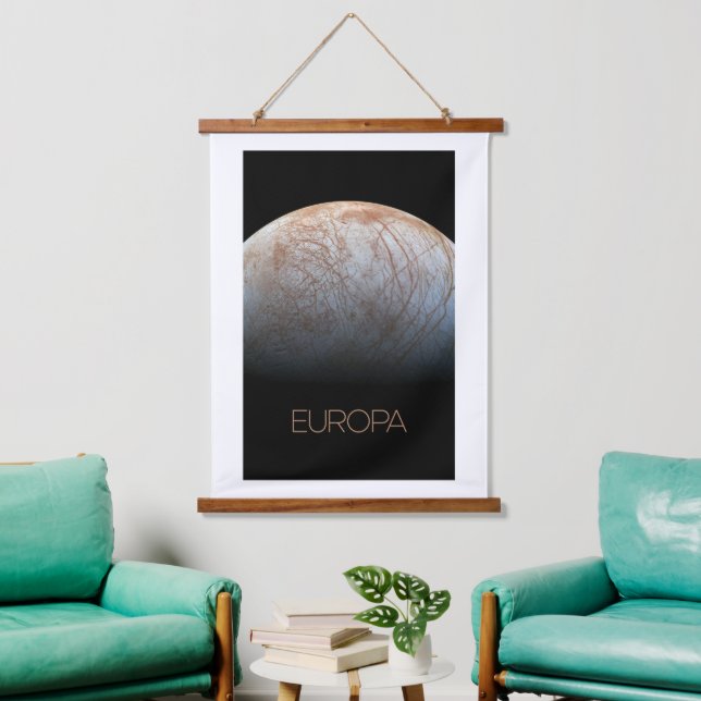 Outer Space, Cosmos, Solar System, Moon Europa Hanging Tapestry (Living Room)