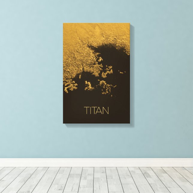 Outer Space, Cosmos, Solar System, Moon Titan Canvas Print (Insitu(Wood Floor))