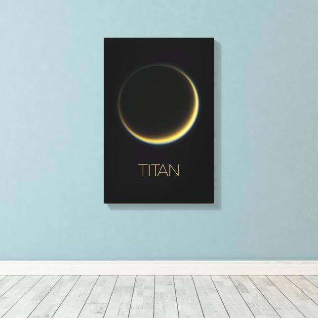 Outer Space, Cosmos, Solar System, Moon Titan Canvas Print (Insitu(Wood Floor))