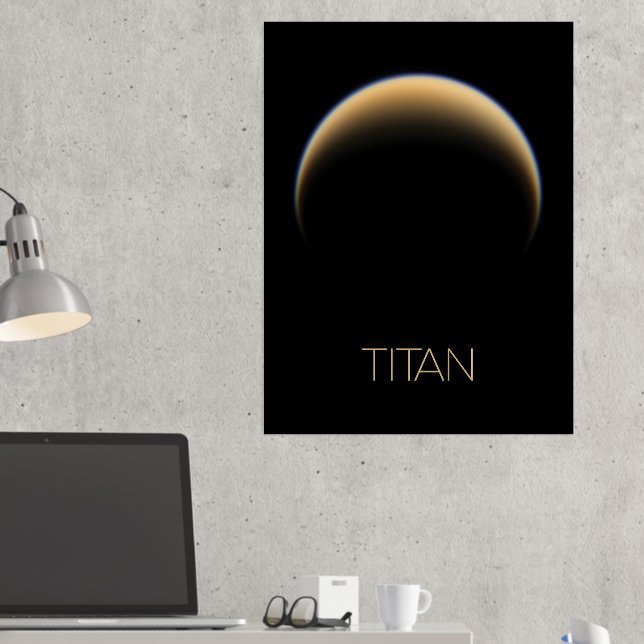 Outer Space, Cosmos, Solar System, Moon Titan Foil Prints (In Situ (Desk 2))