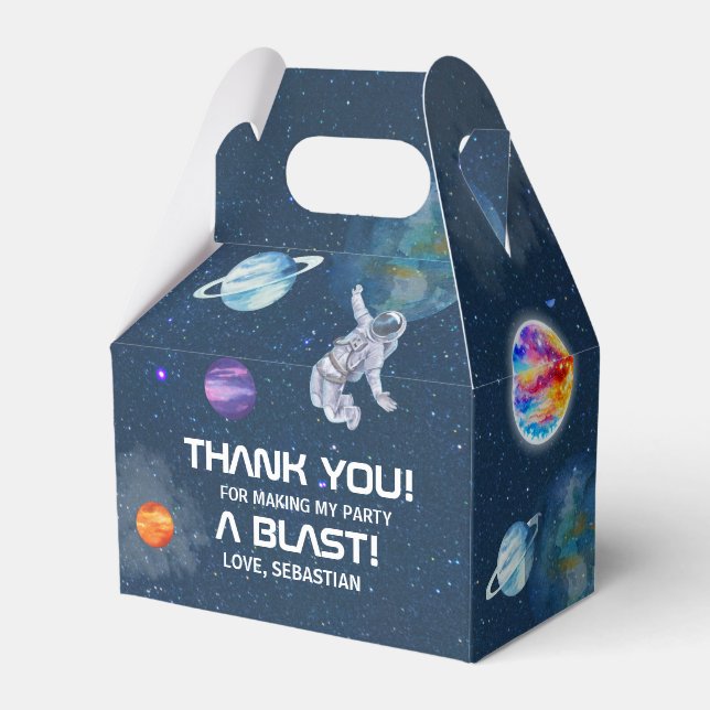 Outer Space Cute Custom Boys Birthday Party Favour Box (Front Side)