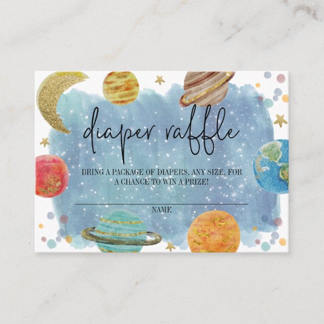 Outer Space Diaper Raffle Enclosure Card (Front)