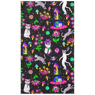 outer space disco cat alien ufo leopard surreal tablecloth