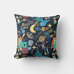 Outer Space Doodle Pattern Cushion