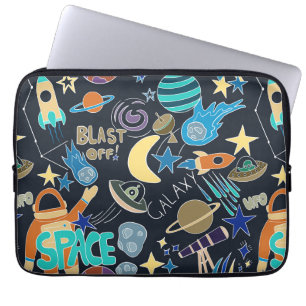 Outer Space Doodle Pattern Laptop Sleeve
