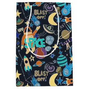 Outer Space Doodle Pattern Medium Gift Bag
