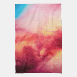 Outer space Dust Cosmic Stars red & yellow dish Tea Towel