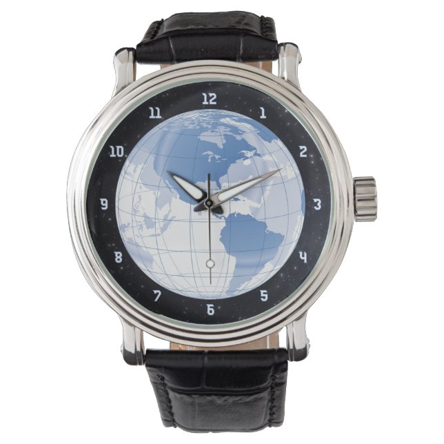 Outer Space Earth Globe w/Stars Watch (Front)