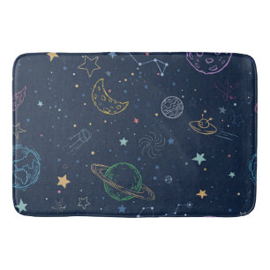 Outer space elements pattern bath mat